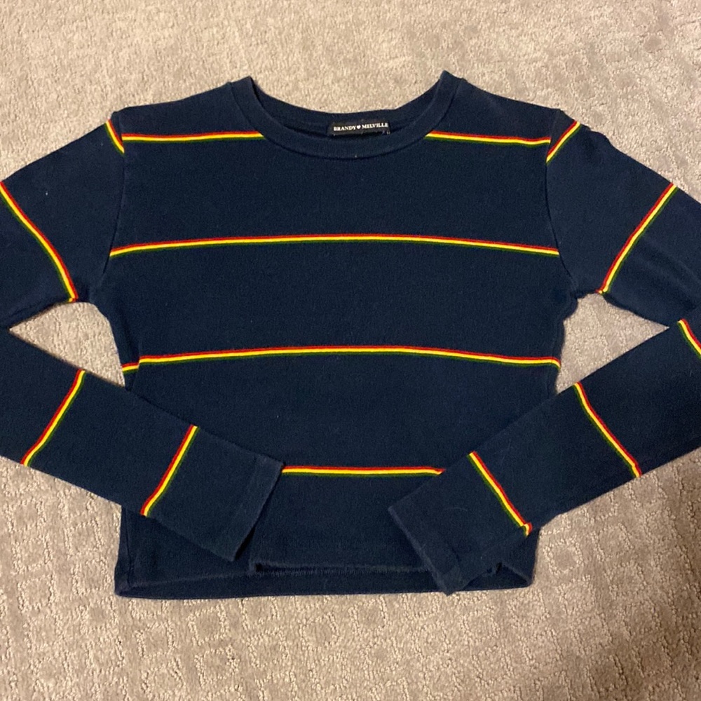 stripped navy cropped long sleeve
